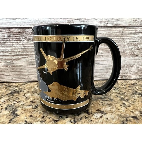Vintage Kapan-Kent 22K Gold Operation Desert Storm Kuwait Liberated Coffee Mug  - Picture 3 of 9
